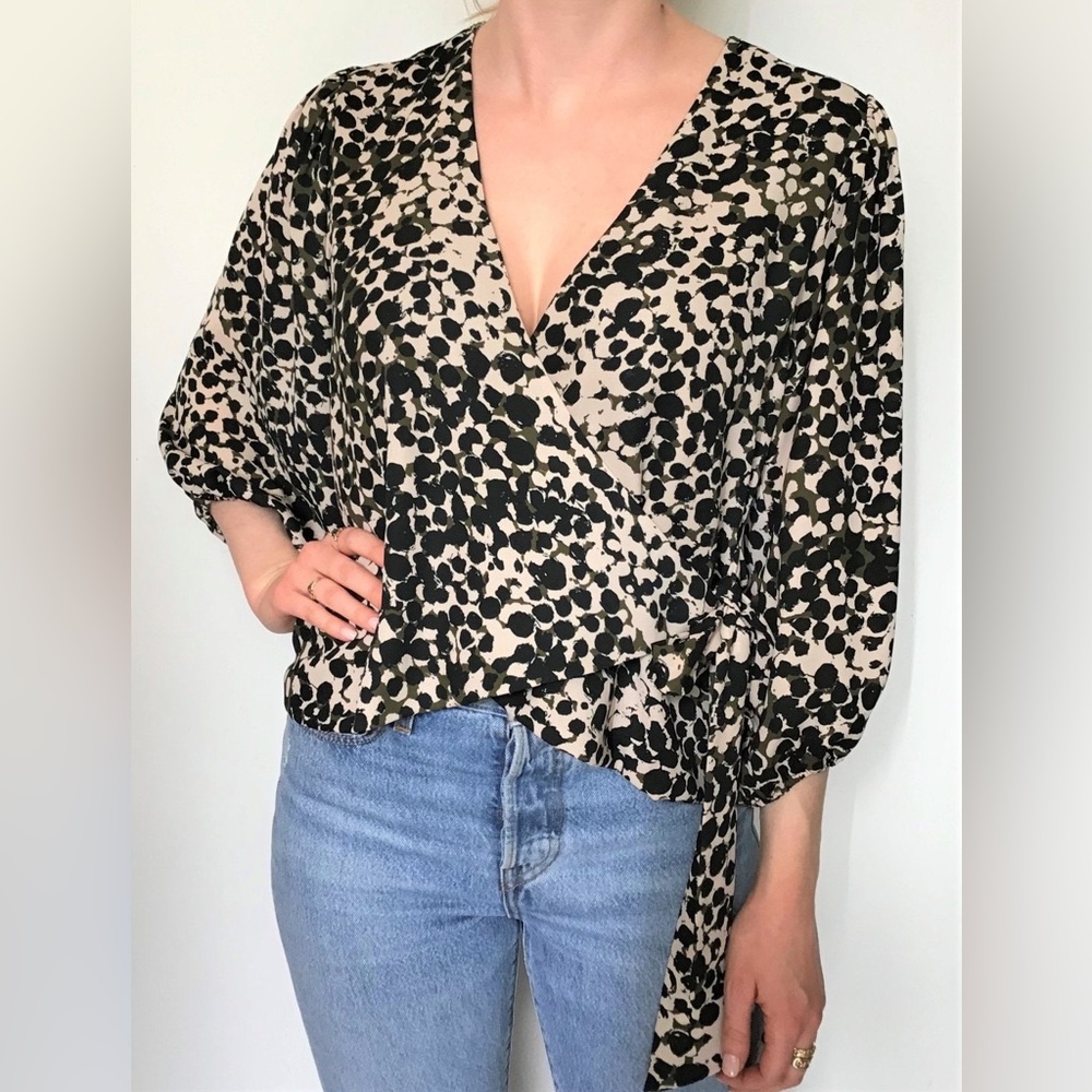 Veronica M Puff Sleeve Wrap Blouse